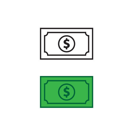 money dollar logo icon illustration colorful and outlineのイラスト素材