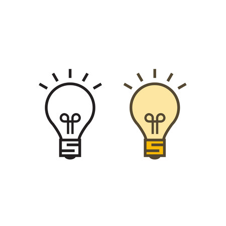 lightbulb logo icon illustration colorful and outlineのイラスト素材