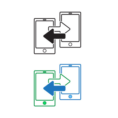 mobile phone transfer data logo icon illustration colorful and outlineのイラスト素材