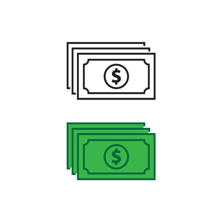 money dollar logo icon illustration colorful and outlineのイラスト素材