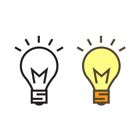 lightbulb logo icon illustration colorful and outlineのイラスト素材