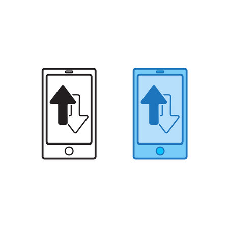 mobile phone transfer data logo icon illustration colorful and outlineのイラスト素材