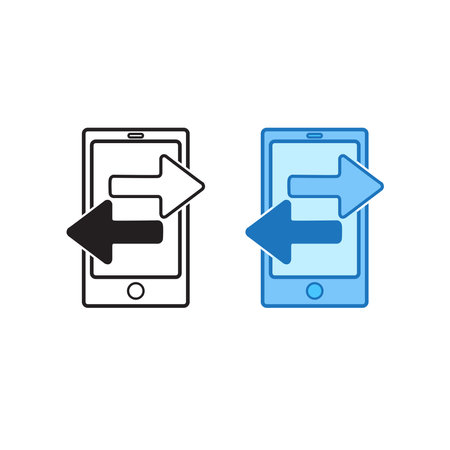 mobile phone transfer data logo icon illustration colorful and outlineのイラスト素材