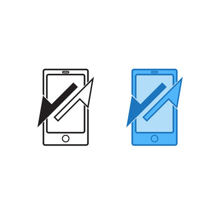 mobile phone transfer data logo icon illustration colorful and outlineのイラスト素材