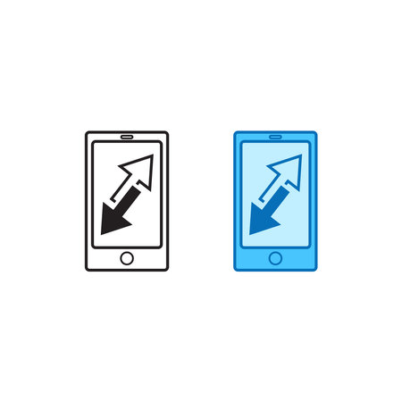 mobile phone transfer data logo icon illustration colorful and outlineのイラスト素材