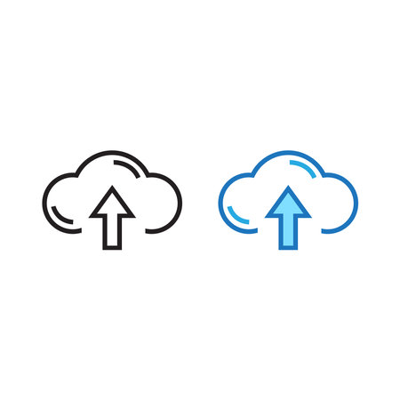 cloud upload logo icon illustration colorful and outlineのイラスト素材