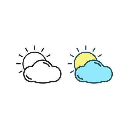 sun and cloud logo icon illustration colorful and outlineのイラスト素材