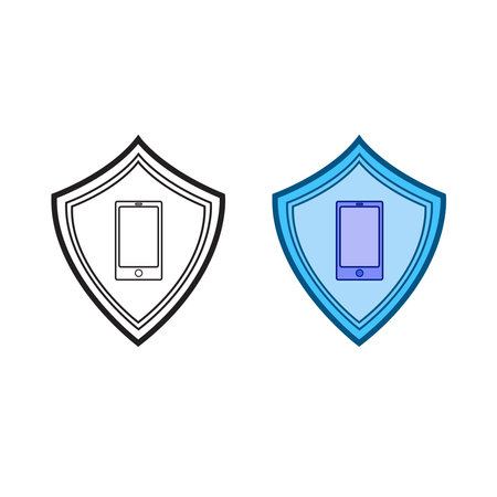 phone guard logo icon illustration colorful and outlineのイラスト素材