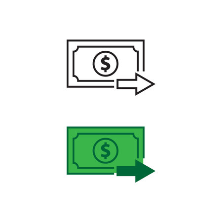 send money dollar logo icon illustration colorful and outlineのイラスト素材