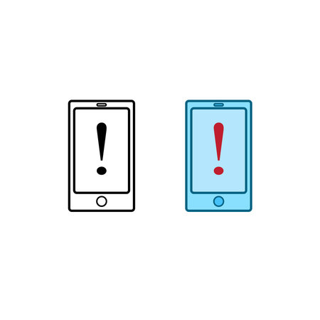 caution phone logo icon illustration colorful and outlineのイラスト素材