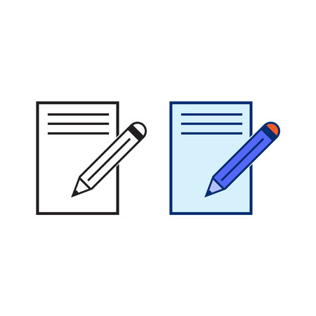 pencil and paper logo icon illustration colorful and outlineのイラスト素材