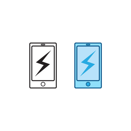 mobile phone charge logo icon illustration colorful and outlineのイラスト素材