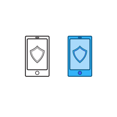 phone guard logo icon illustration colorful and outlineのイラスト素材