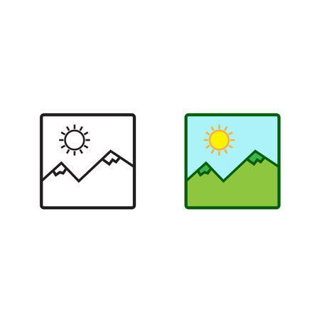 image photo icon illustration colorful and outlineのイラスト素材
