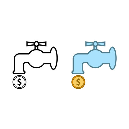 dollar coin faucet logo icon illustration colorful and outlineのイラスト素材