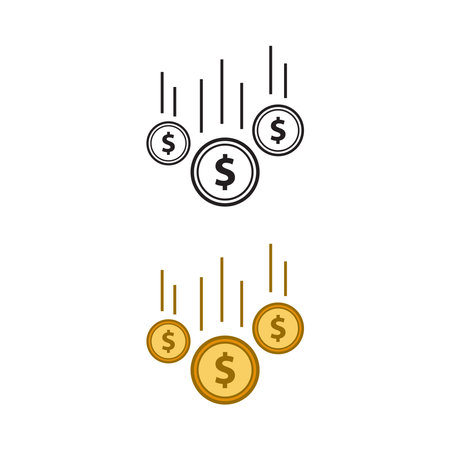 money dollar coin logo icon illustration colorful and outlineのイラスト素材