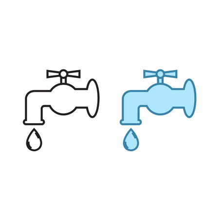 water faucet logo icon illustration colorful and outlineのイラスト素材