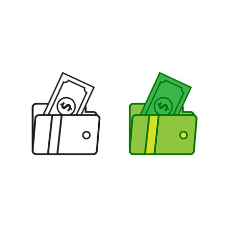 wallet money logo icon illustration colorful and outlineのイラスト素材
