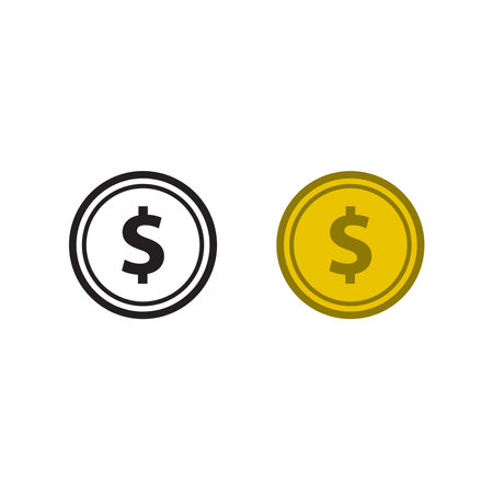 money dollar coin logo icon illustration colorful and outlineのイラスト素材