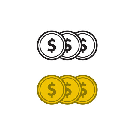 money dollar coin logo icon illustration colorful and outlineのイラスト素材