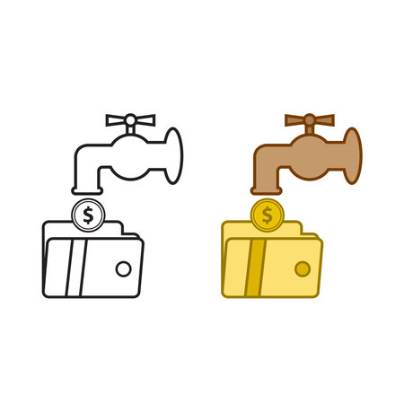 dollar coin faucet logo icon illustration colorful and outlineのイラスト素材