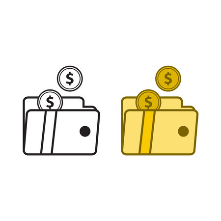 wallet money logo icon illustration colorful and outlineのイラスト素材