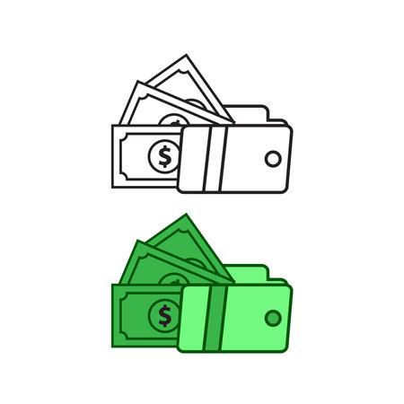 wallet money logo icon illustration colorful and outlineのイラスト素材