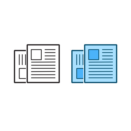 newspaper icon illustration colorful and outlineのイラスト素材