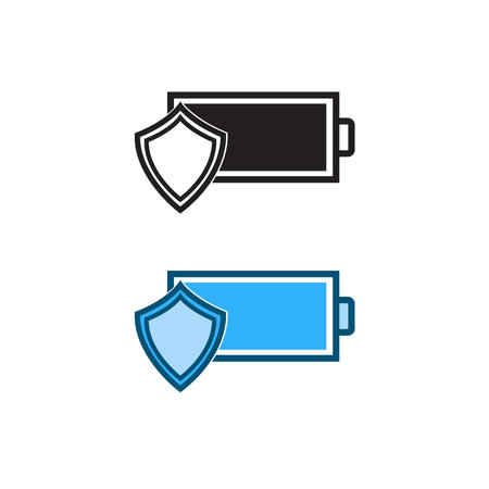 battery guard logo icon illustration colorful and outlineのイラスト素材