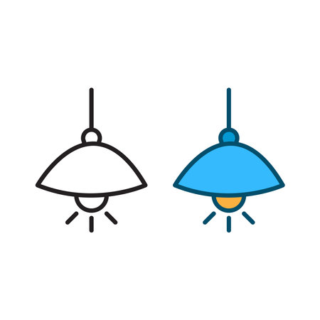 hanging lamp logo icon illustration colorful and outlineのイラスト素材