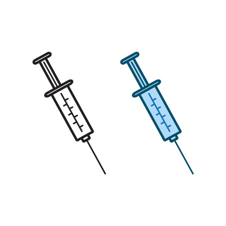 syringe bag logo icon illustration colorful and outlineのイラスト素材