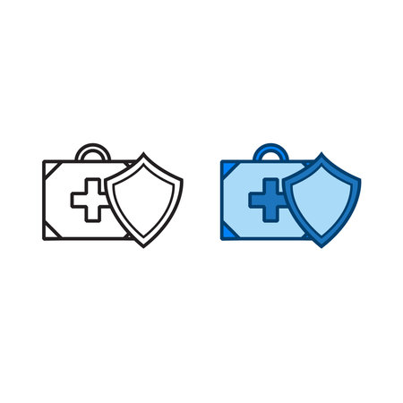 medical bag guard logo icon illustration colorful and outlineのイラスト素材