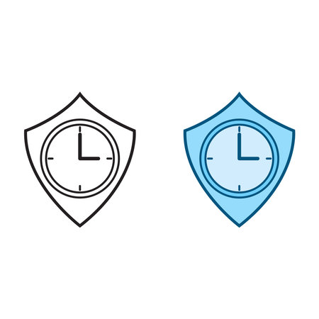 time guard logo icon illustration colorful and outlineのイラスト素材