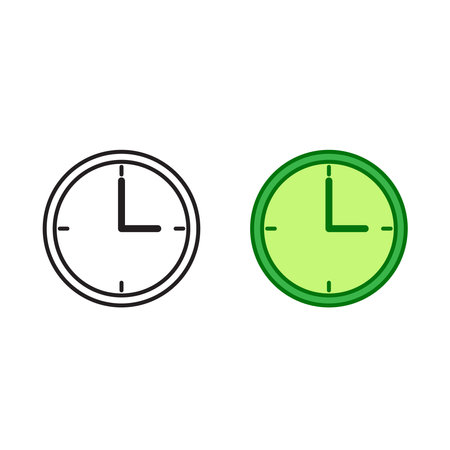 clock logo icon illustration colorful and outlineのイラスト素材