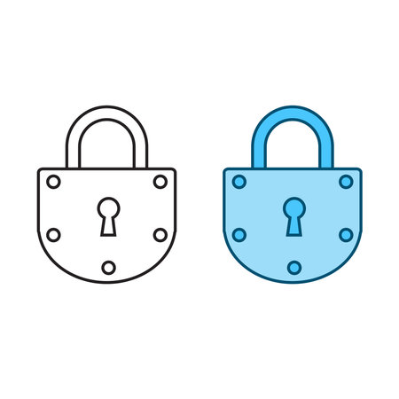 padlock logo icon illustration colorful and outlineのイラスト素材