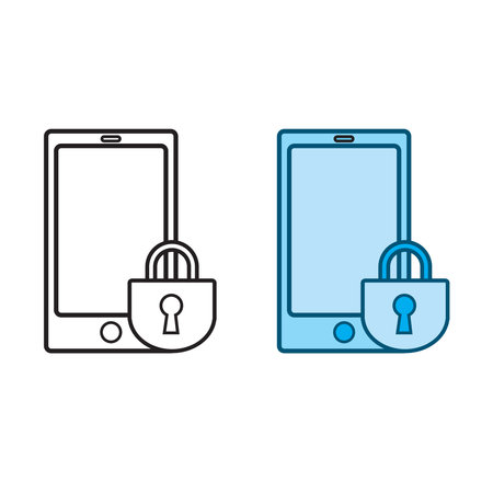 phone lock logo icon illustration colorful and outlineのイラスト素材
