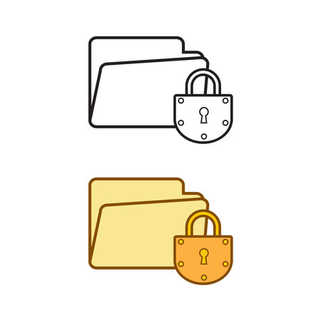 folder lock logo icon illustration colorful and outlineのイラスト素材