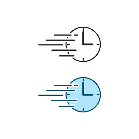 clock logo icon illustration colorful and outlineのイラスト素材