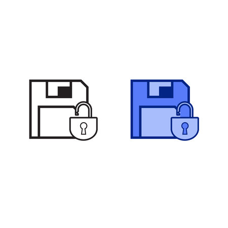 data lock logo icon illustration colorful and outlineのイラスト素材
