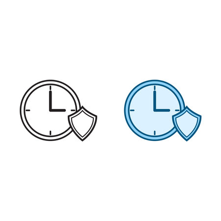 time guard logo icon illustration colorful and outlineのイラスト素材