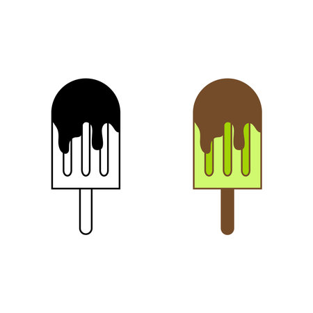 ice cream logo icon illustration colorful and outlineのイラスト素材