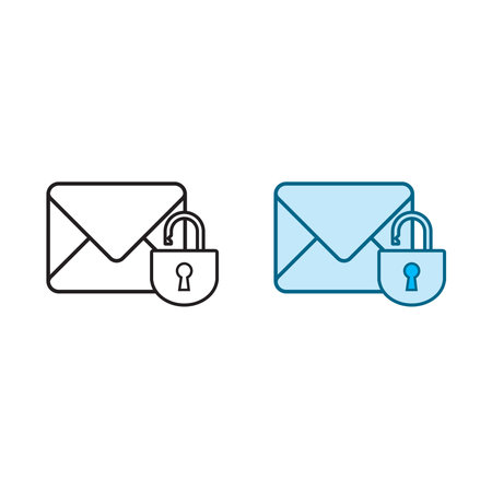 mail lock logo icon illustration colorful and outlineのイラスト素材