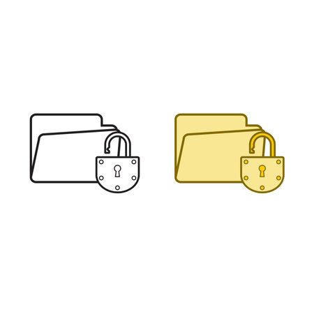 folder lock logo icon illustration colorful and outlineのイラスト素材