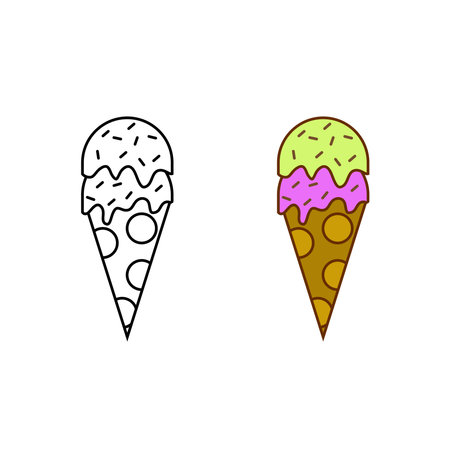ice cream logo icon illustration colorful and outlineのイラスト素材