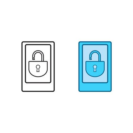 phone lock logo icon illustration colorful and outlineのイラスト素材