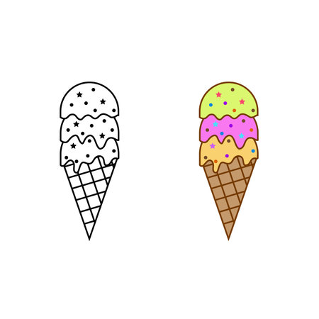 ice cream logo icon illustration colorful and outlineのイラスト素材