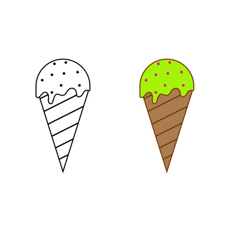 ice cream logo icon illustration colorful and outlineのイラスト素材