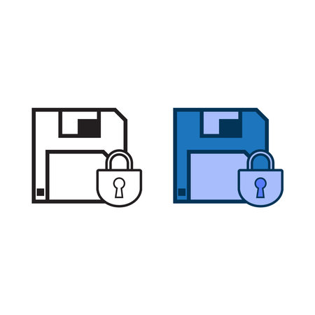 data lock logo icon illustration colorful and outlineのイラスト素材