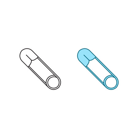 safety pin logo icon illustration colorful and outlineのイラスト素材