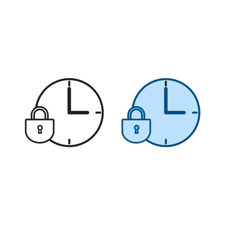 time lock logo icon illustration colorful and outlineのイラスト素材